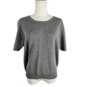 Brooks 346 Gray 100% Cashmere Short Sleeve Sweater XL Professional Office